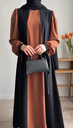 Double coloured brown abaya 