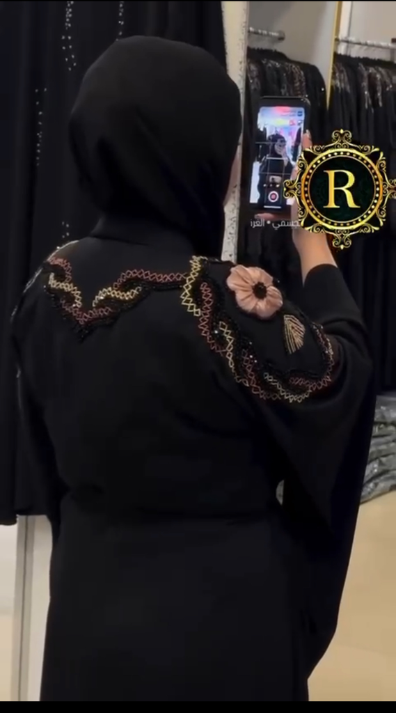 Organza flower with beads work abaya