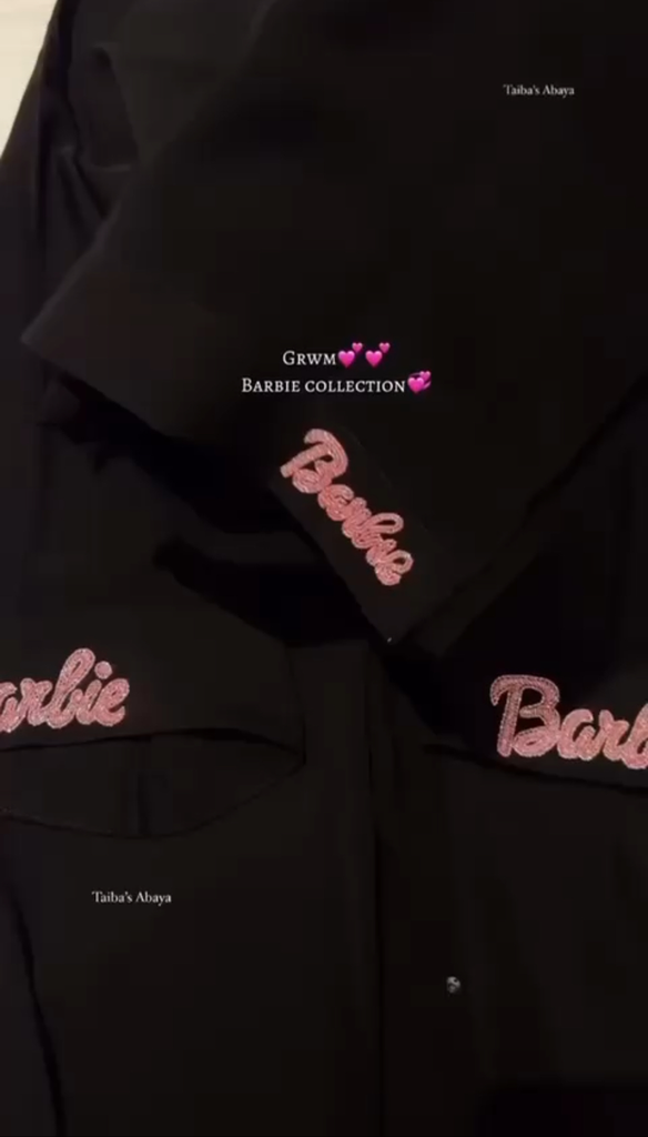 Barbie written hand work abaya Qatri nida