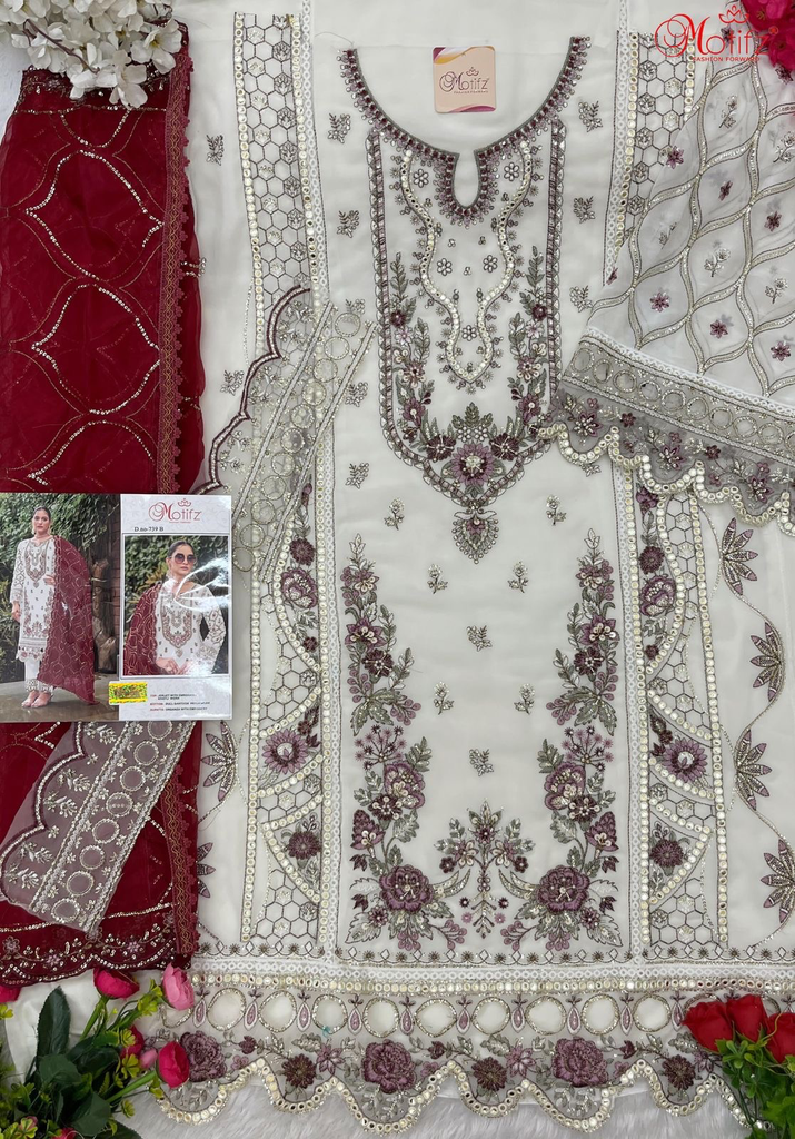 Geogette with embroidery khatli work