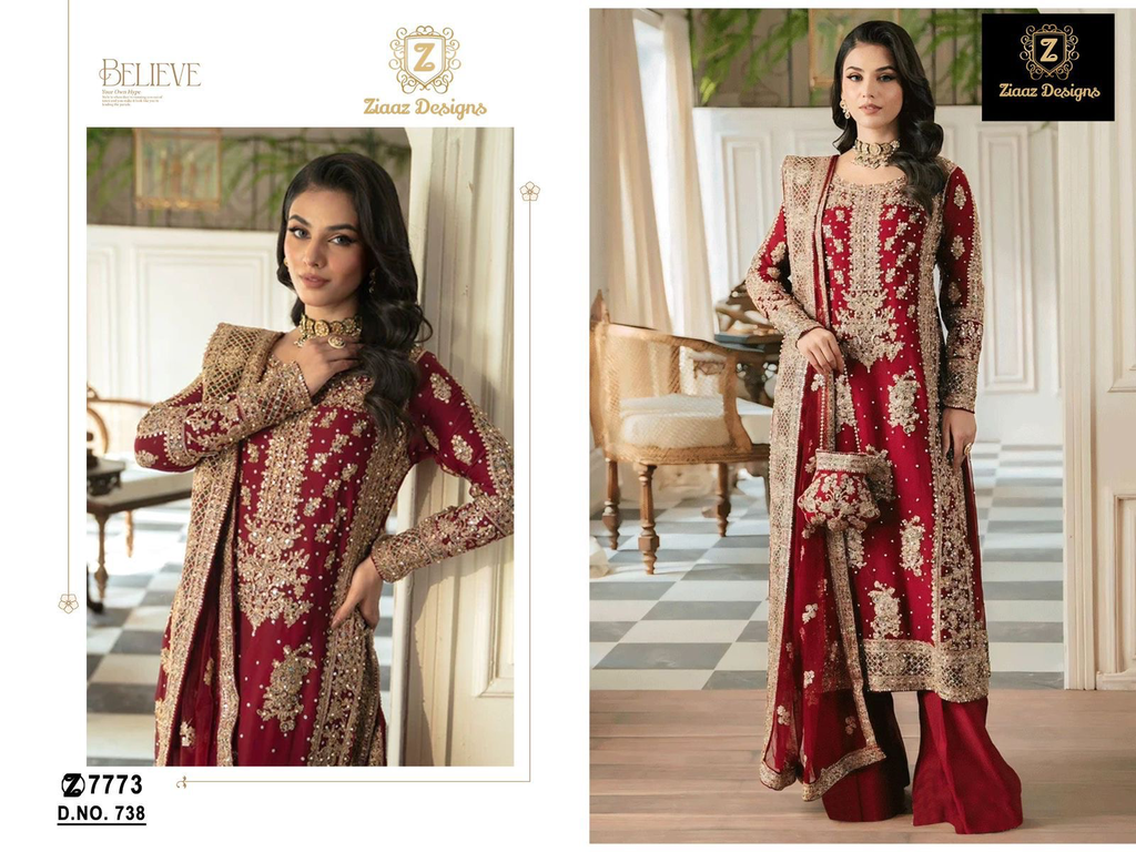 Georgette handwork mirrow work