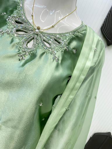 Suit with beads work on kurti