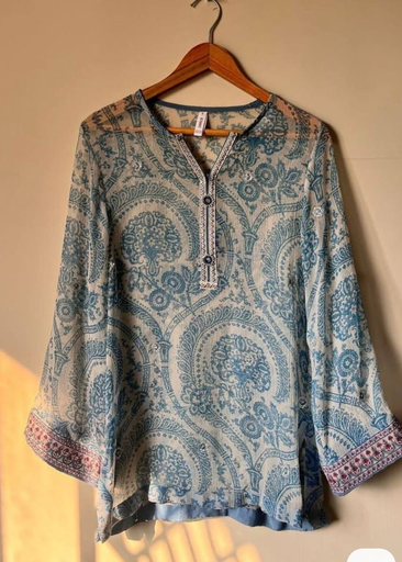 Pure chiffon with Farshi Plazzo Fabric