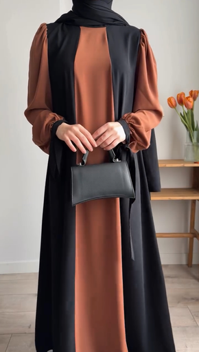 Double coloured brown abaya 