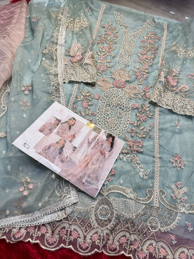 Pakistani Geogette Embroidered moti work semi stitched outfit 