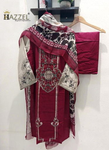 Reyon With Cotton Thread Embroidery Work And Sequence Work