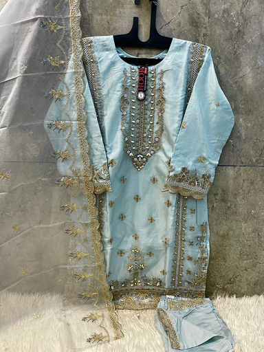 Heavy organza beautiful pakistani top and bottom