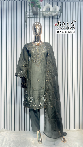 Saya viscos net with embroidery 