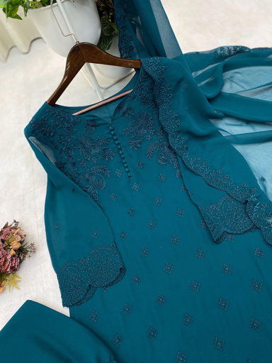 Georgette embroidery blue 